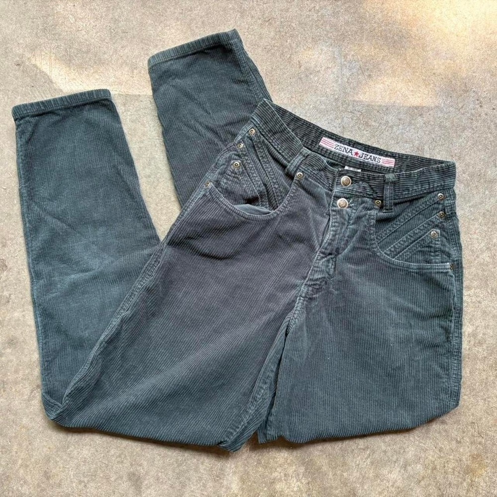 Vintage 90s Zena green corduroy pants Women's Size 25"